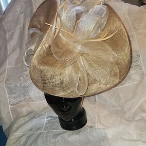 Gold Women's Occasion Fascinator Hat with Decorative Loops